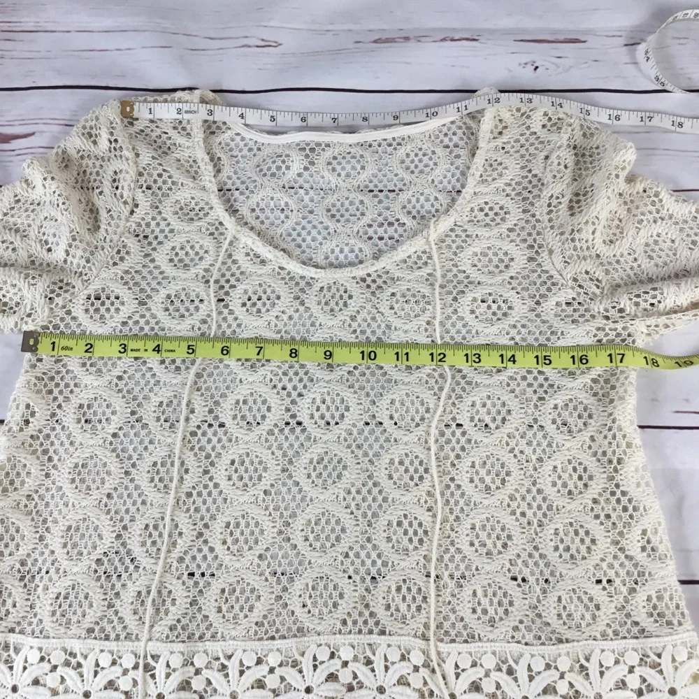 Crochet Boho Fringe‎ Top Ivory Size Small
